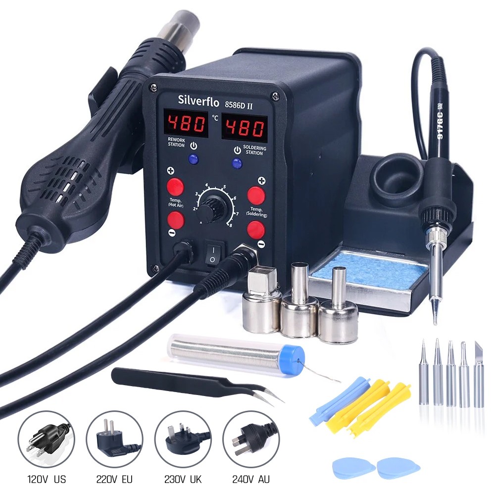 Silverflo 8586D 납땜 스테이션 2 IN 1 - T12 Soldering Station Oled 리뷰 및 가격